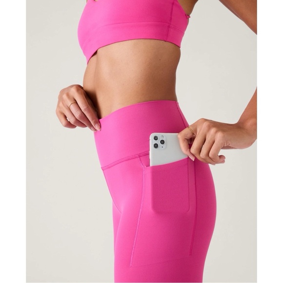 Athleta Transcend Stash Tight Leggings in Iceland Pink Size Petite Medium - Picture 2 of 7